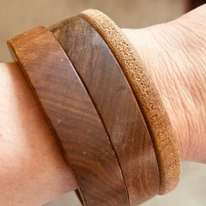 Wood Bangle Bracelet Set
